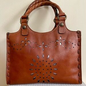 PATRICIA NASH Laser Cut Leather Crossbody Bag Satchel EXCELLENT CONDITION